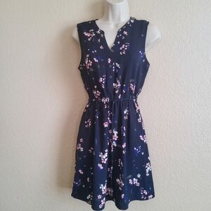 41Hawthorn Elastic Waist Button Floral Dress Size XS Navy Blue New